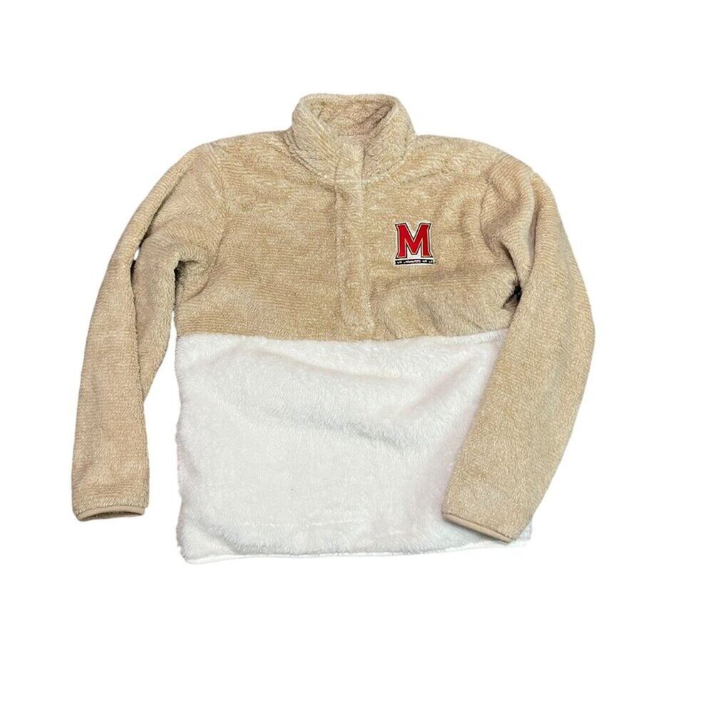 Boxercraft Tan/Cream Maryland Terrapins Fuzzy Fleece Camel Half-Snap Pullover M